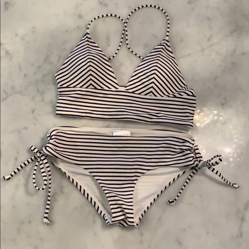 So cute! blue and white striped bikini H&M XS